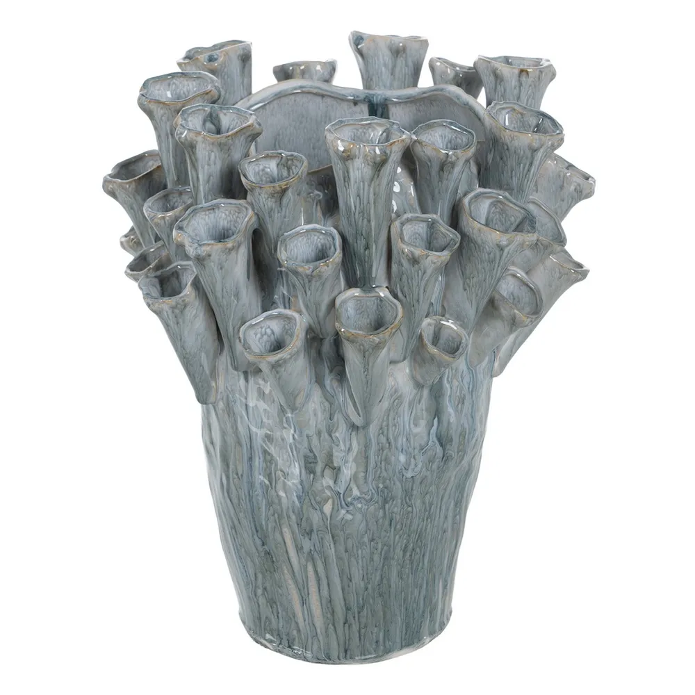 Vaza Design Organic, Ceramica Albastru Deschis Inalta - creativdeco.ro [1]
