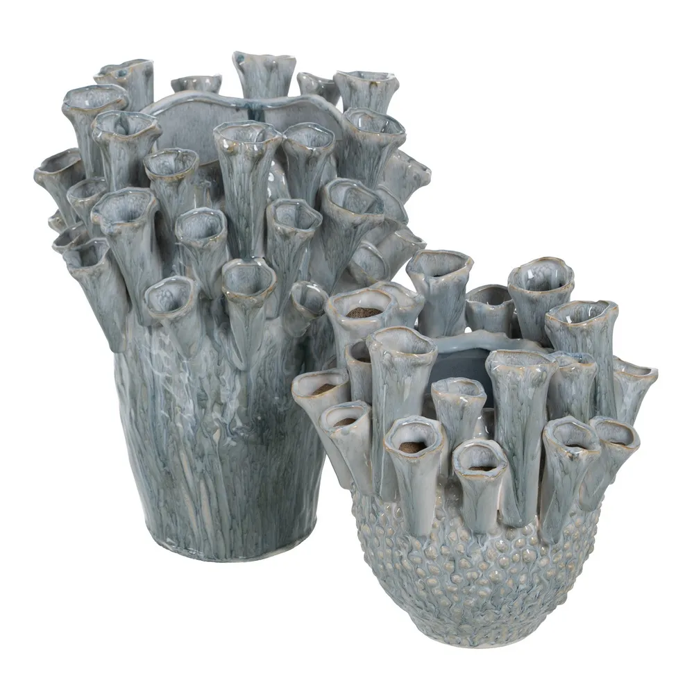 Vaza Design Organic, Ceramica Albastru Deschis Inalta - creativdeco.ro [2]