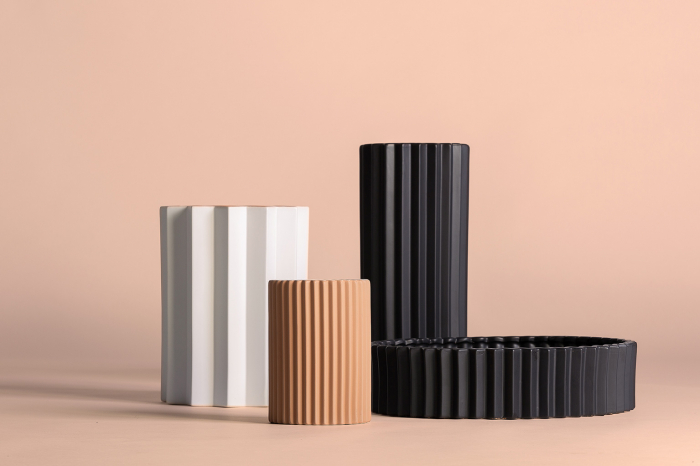 Vaza Art Deco ceramica alba|Vaze decorative plisate [4]