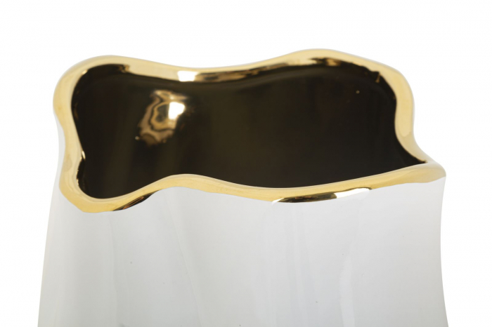 Vaza alb lucios CreativDeco baza aurie glam [5]