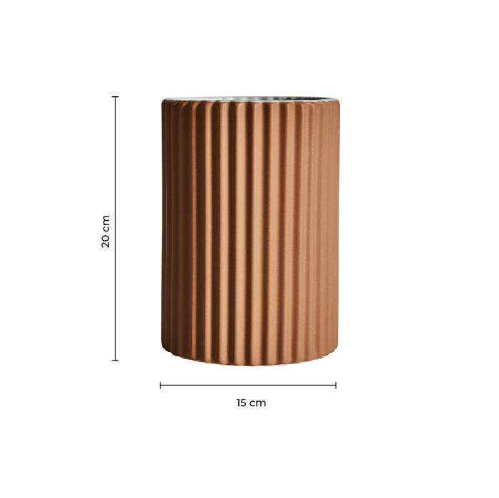 Vaza Art Deco ceramica maro plisata|Vaze decorative elegante [3]