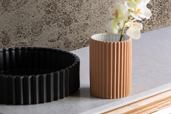 Vaza plisata Art Deco ceramica neagra|Vaze decorative elegante [8]