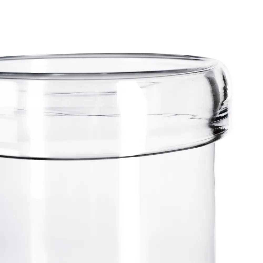 Vază din sticlă transparentă cu formă cilindrică și margine îngroșată [5]