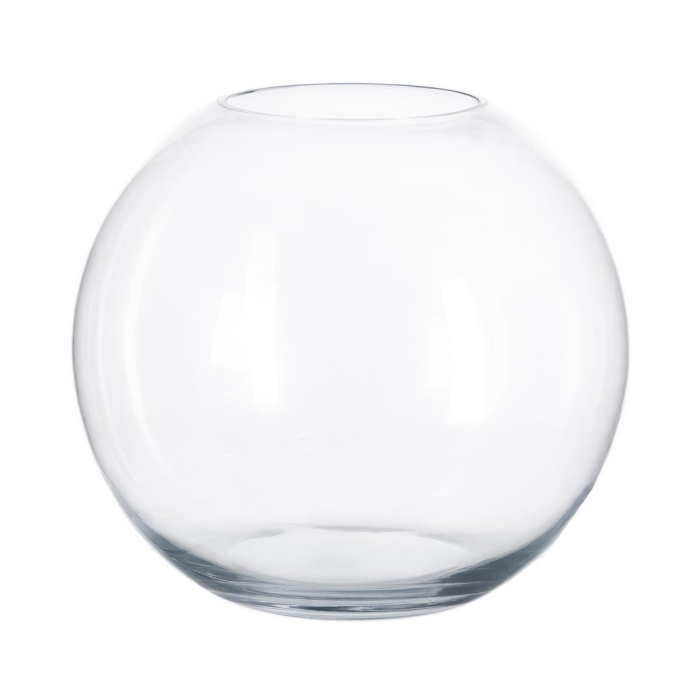 Vază din sticlă transparentă cu formă rotundă și deschidere îngustă [5]