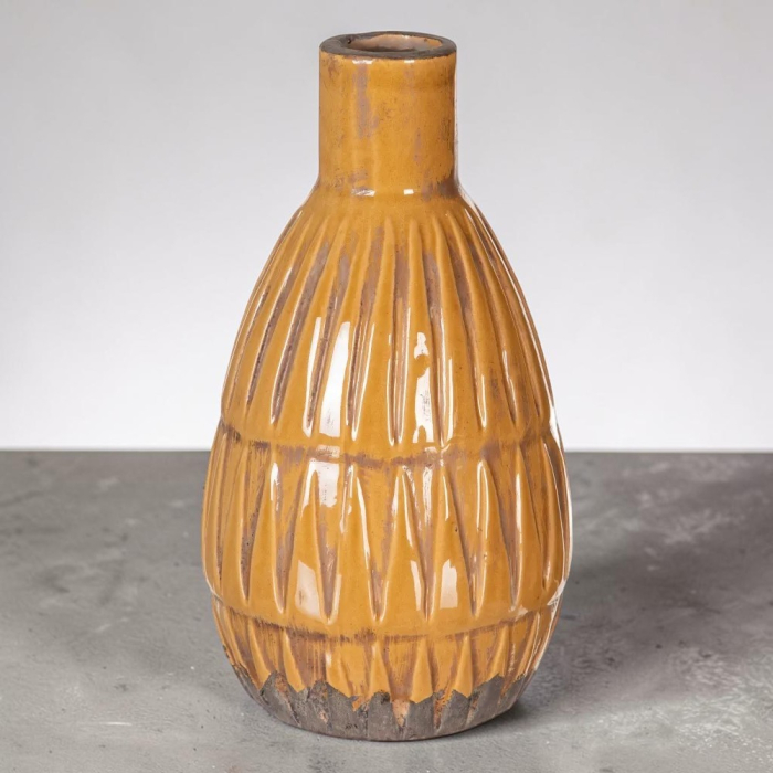 Vaza Etnic Ceramica Mustar, 14cm - CreativDeco.ro [4]