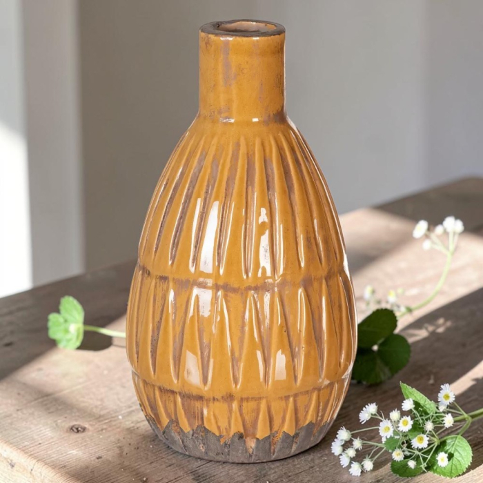 Vaza Etnic Ceramica Mustar, 14cm - CreativDeco.ro [2]