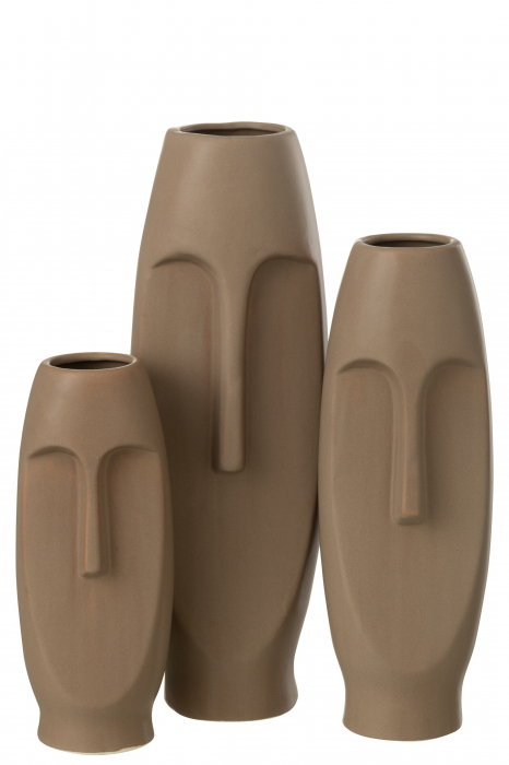 Vaza Face, ceramica, maro deschis - CreativDeco.ro [2]