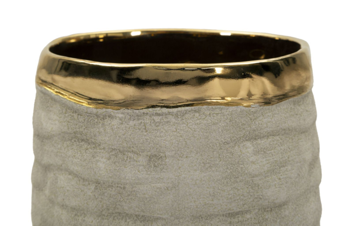 Vază gri și auriu din ceramică cu interior lucios, Ø 14x31.5 cm [3]
