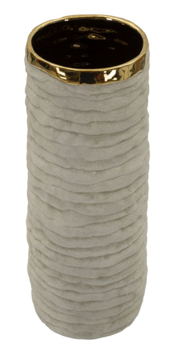Vază gri și auriu din ceramică cu interior lucios, Ø 15.5x40 cm [2]