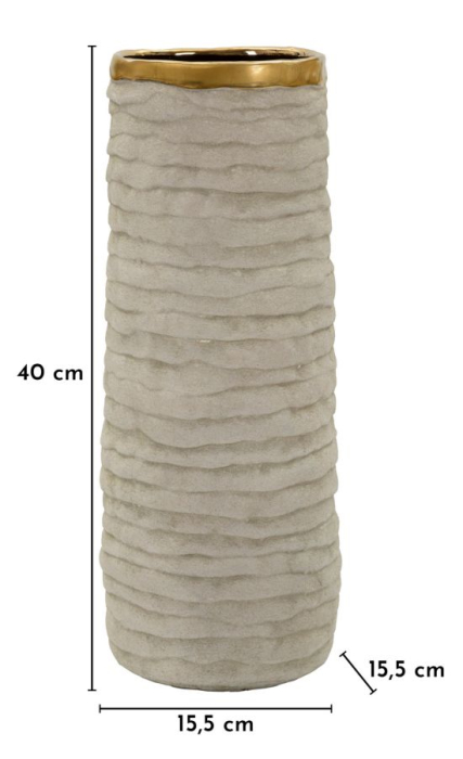 Vază gri și auriu din ceramică cu interior lucios, Ø 15.5x40 cm [6]