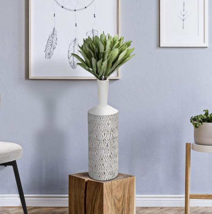 Vaza Boho Chic Alba Cu Linii Fluide CreativDeco [2]