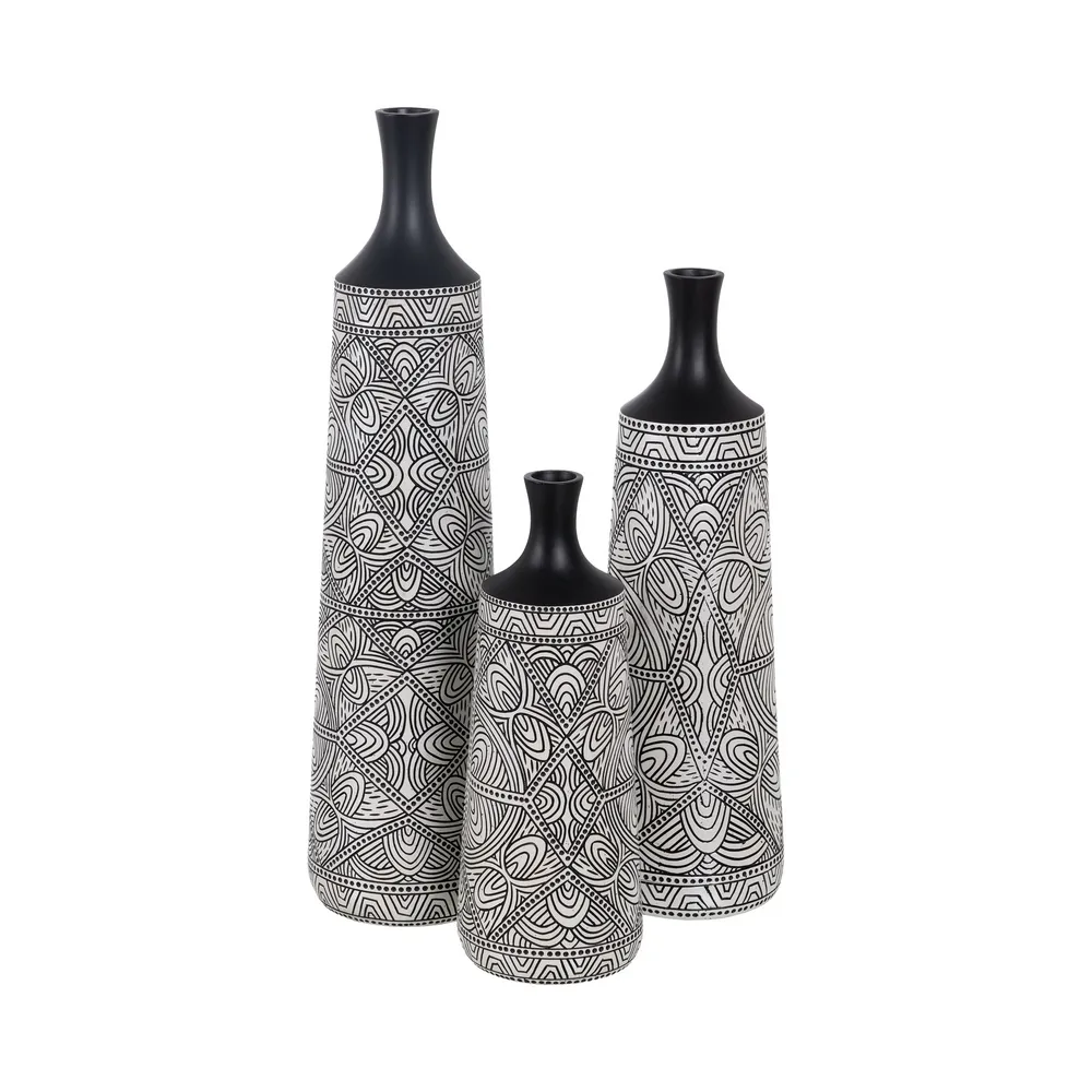 Vaza inalta Black White, rasina, alb negru [2]