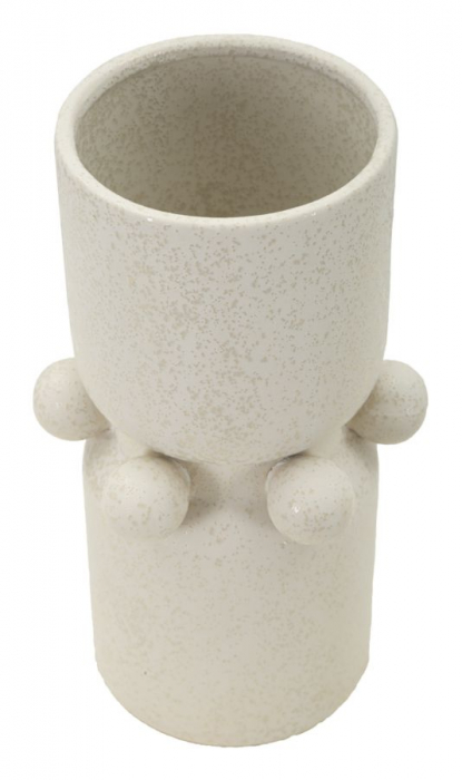 Vaza decorativa ceramica crem cu inel si sfere - CreativDeco [3]