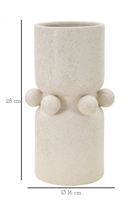 Vaza decorativa ceramica crem cu inel si sfere - CreativDeco [6]