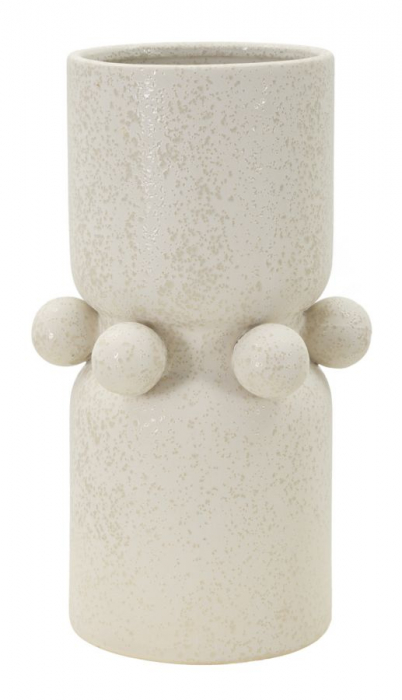 Vaza decorativa ceramica crem cu inel si sfere - CreativDeco [1]