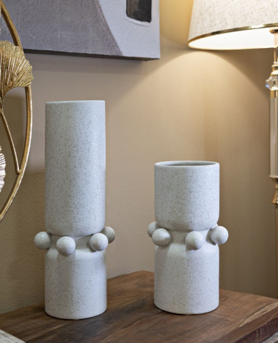 Vaza decorativa ceramica crem cu inel si sfere - CreativDeco [2]