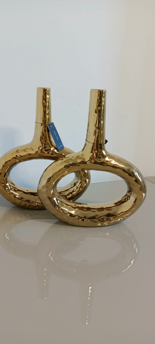 Vaza Oval Hole, portelan auriu - CreativDeco.ro [5]