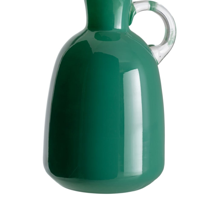 Vaza tip carafa verde cu toarta transparenta [3]