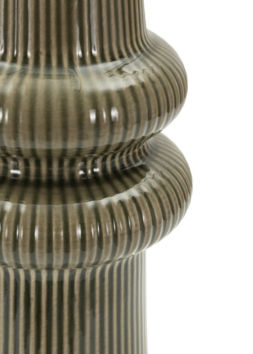 Vază verde din ceramică cu volum sculptural și textură verticală Harmony variantă compactă [4]