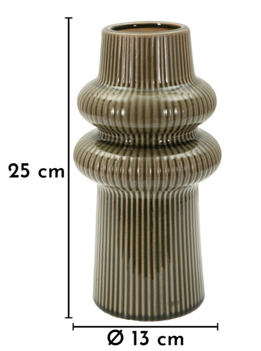 Vază verde din ceramică cu volum sculptural și textură verticală Harmony variantă compactă [6]