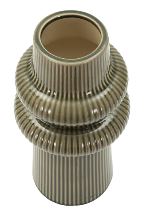 Vază verde din ceramică cu volum sculptural și textură verticală Harmony variantă compactă [2]