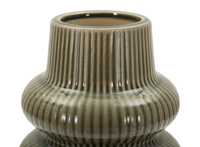 Vază verde din ceramică cu volum sculptural și textură verticală Harmony variantă compactă [3]