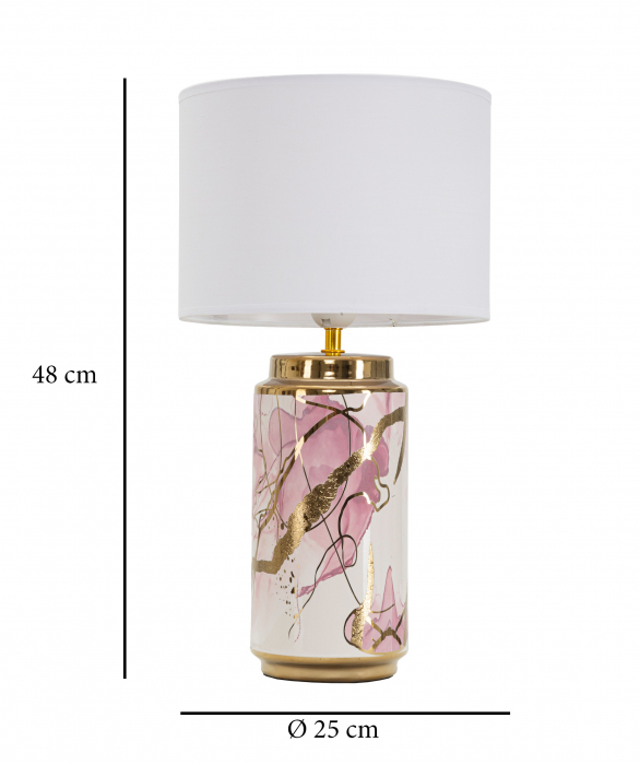 Veioza Abstract, ceramica, alb/roz [5]