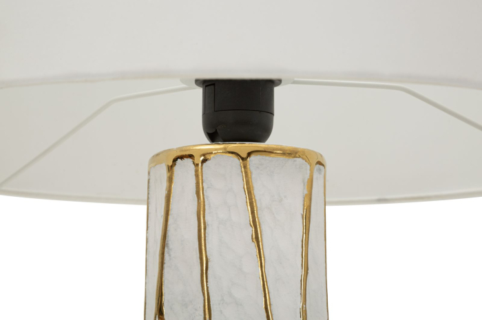 Veioză albă model liniar auriu bază ceramică [3]