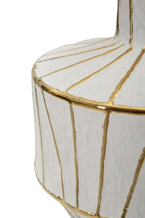 Veioză albă model liniar auriu bază ceramică [4]