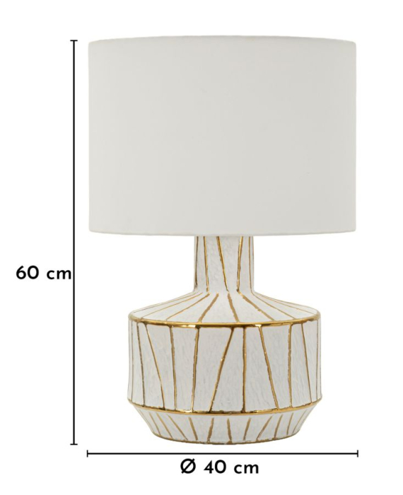 Veioză albă model liniar auriu bază ceramică [6]