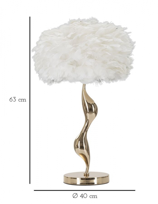Veioza Abajur Alb cu Pene CreativDeco - Lampa de Masa Eleganta [7]