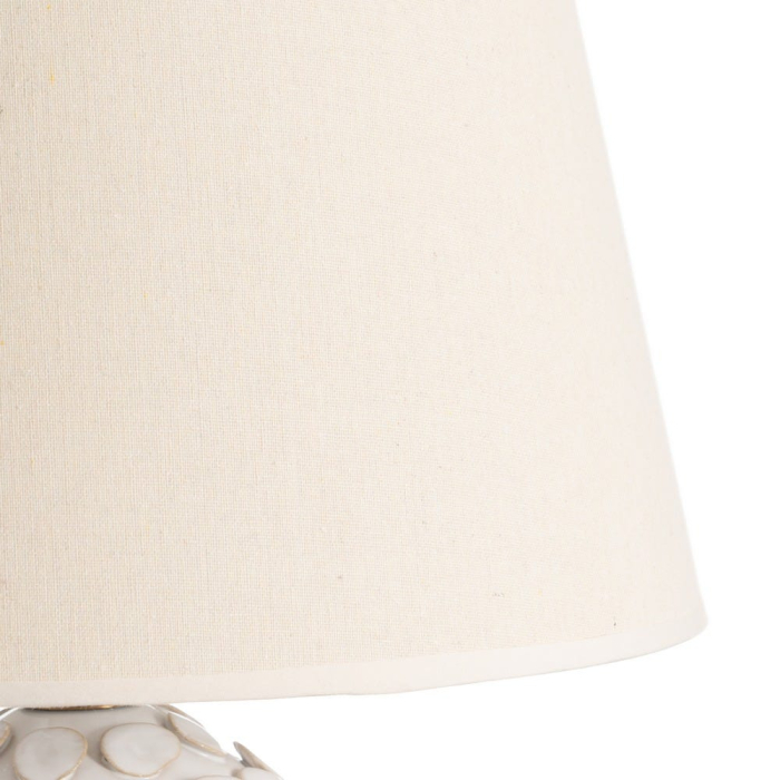 Veioză albă din ceramică cu textură reliefată și abajur conic [3]