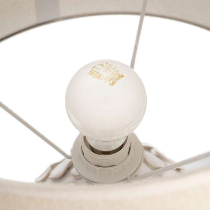 Veioză albă din ceramică cu textură reliefată și abajur conic [7]