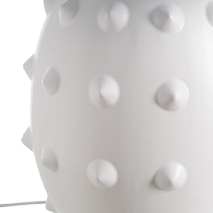 Veioză albă-neagră din ceramică cu textură în relief și abajur conic [5]