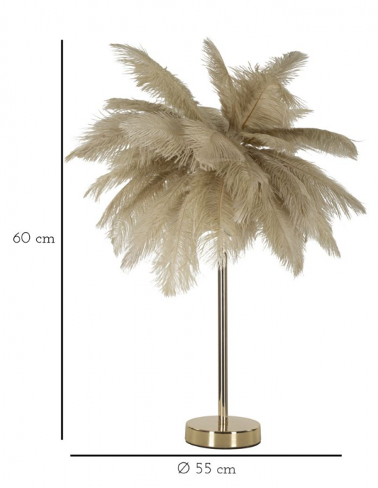 Lampa de masa cu pene maro design glamour | CreativDeco [6]