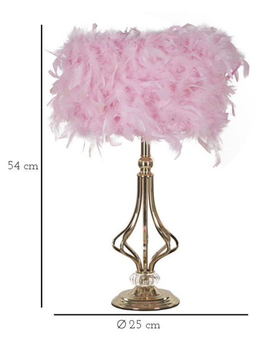 Veioza aurie pene roz | Lampa de masa romantica CreativDeco [6]