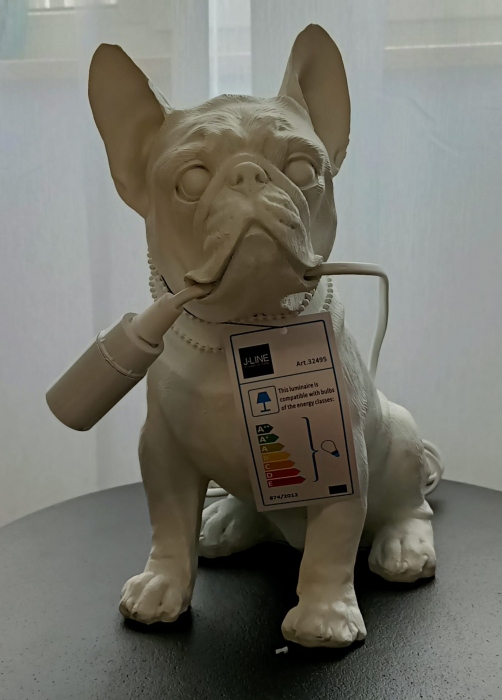 Veioza alba handmade din policompozit, model Buldog - CreativDeco.ro [3]