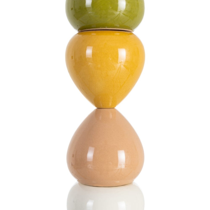 Veioză colorată cu bază ceramică și abajur textil – fotografie produs principal [4]