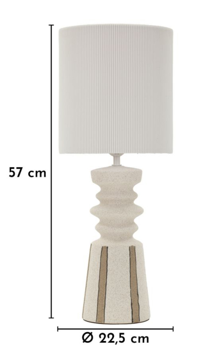 Veioză crem dungi maro abajur plisat alb [6]