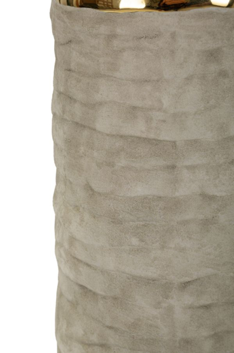 Veioză cu bază ceramică texturată abajur textil bej [3]