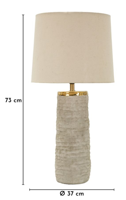 Veioză cu bază ceramică texturată abajur textil bej [6]