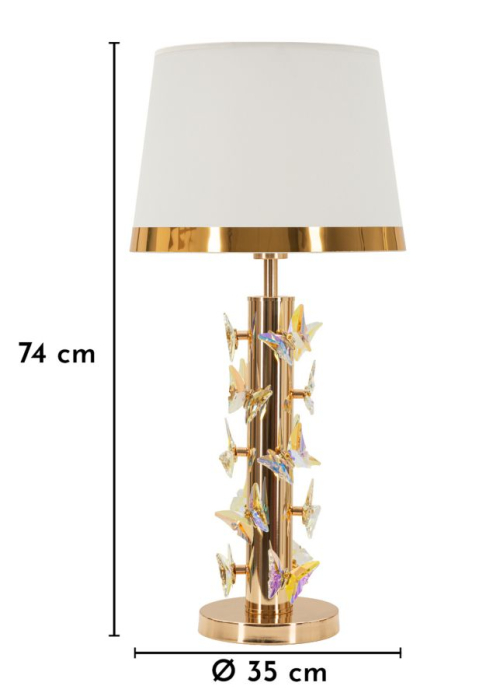 Veioză fluture auriu decorativ abajur alb [6]