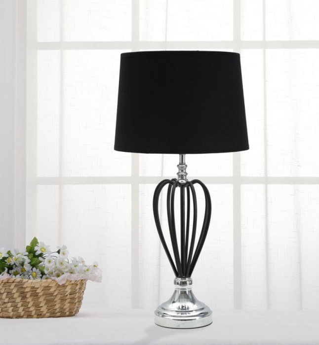 Veioza Darcky, metal/textil, negru/argintiu, CreativDeco.ro [6]