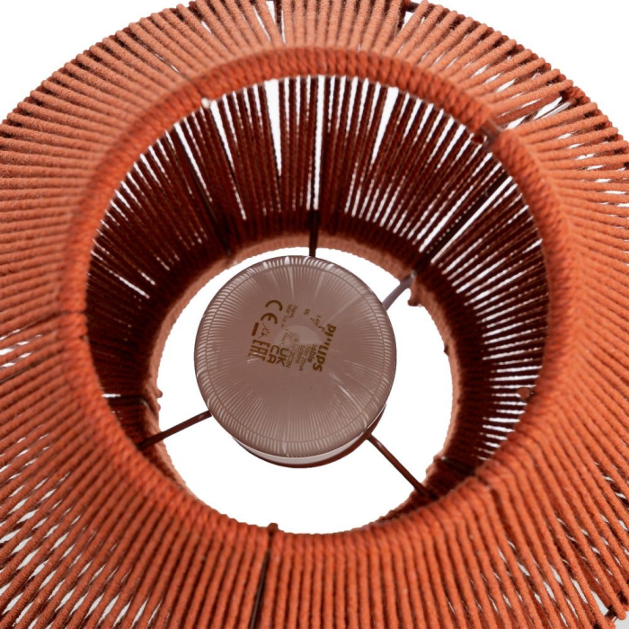 Veioză de masă din sfoară de hârtie teracotă și metal – fotografie produs principal [5]