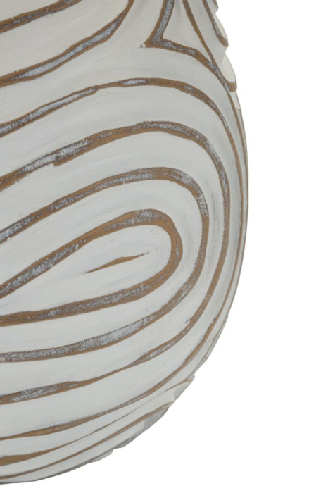 Veioza decorativa alba cu abajur textil bej din polirasina si metal [5]