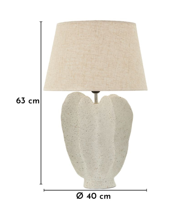 Veioza decorativa crem din polirasina si metal cu abajur textil bej [6]