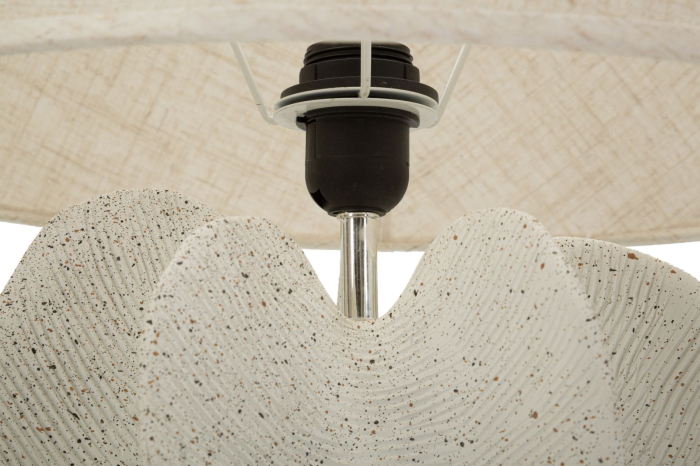 Veioza decorativa crem din polirasina si metal cu abajur textil bej [4]