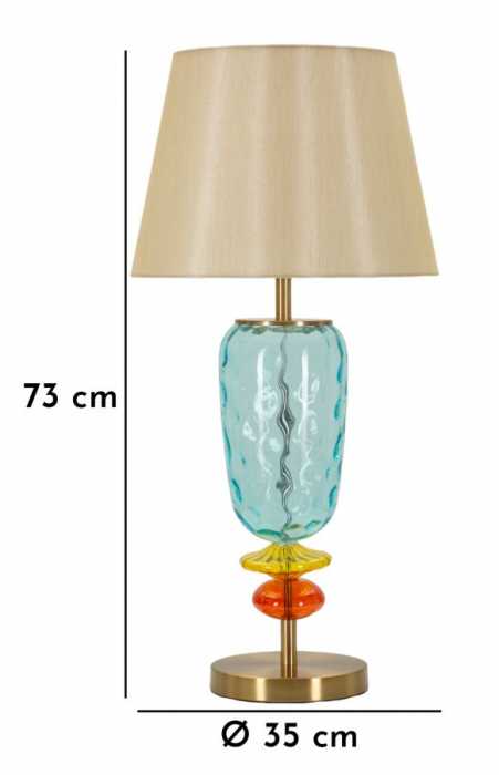 Veioză decorativă cu bază din sticlă colorată și abajur textil Colorful [7]