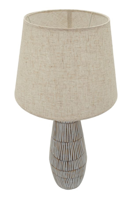 Veioza decorativa din polirasina si metal cu abajur textil bej [2]