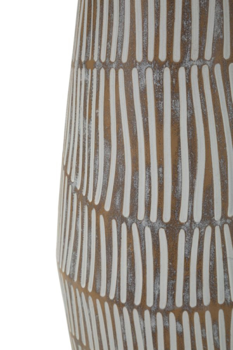 Veioza decorativa din polirasina si metal cu abajur textil bej [4]